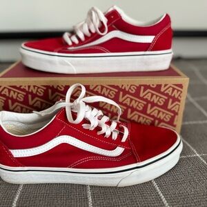Vans Red and White Sneakers Size 9.5 Women’s/8 Men’s